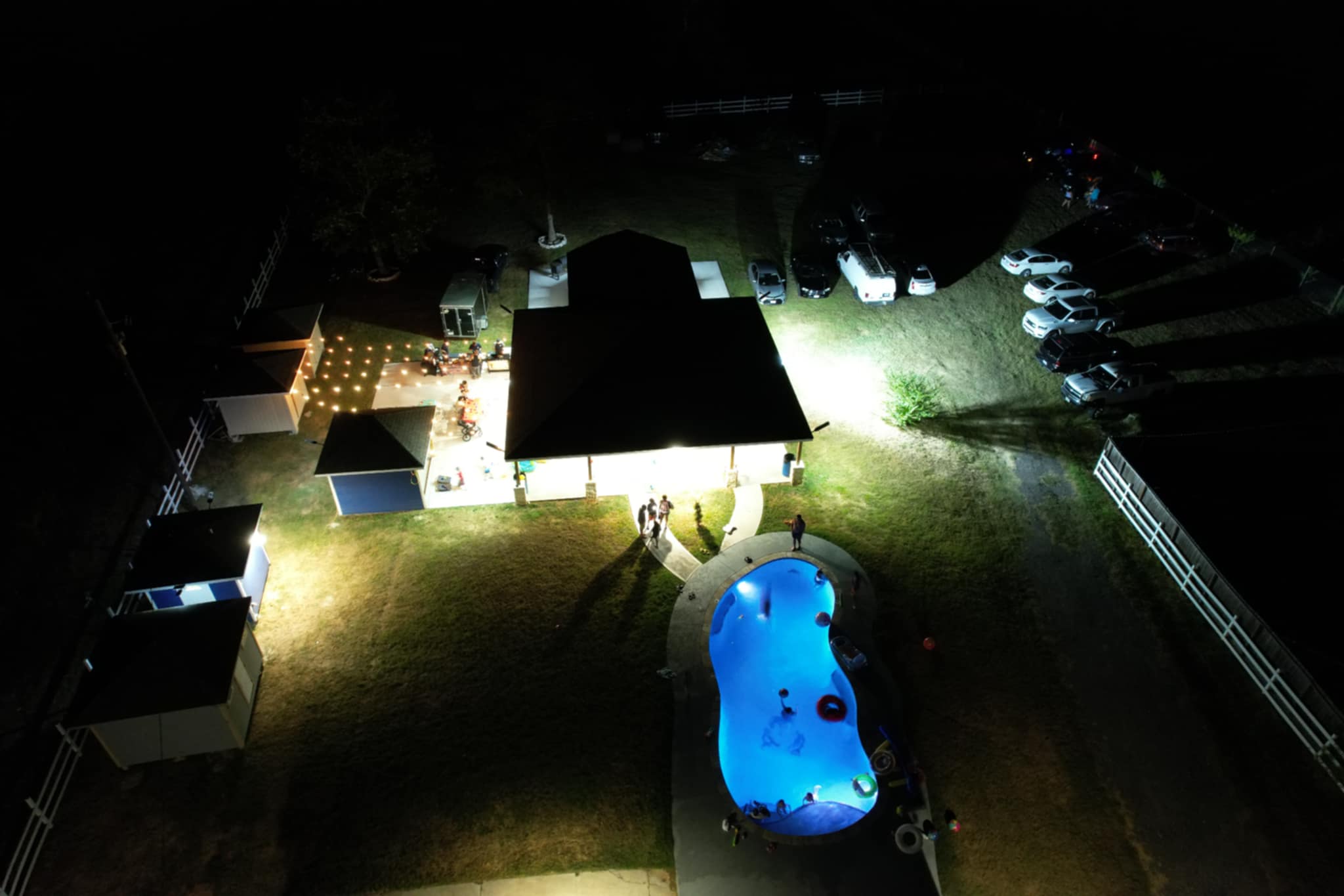 Ranch pool at night