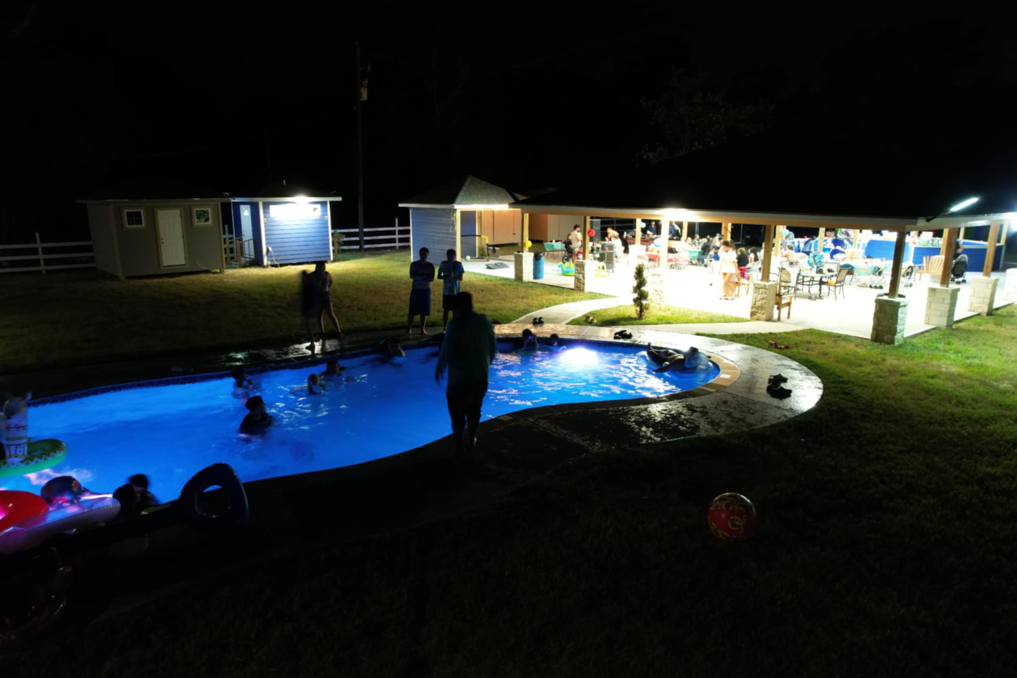 Pool party at night